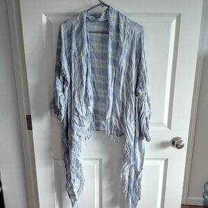 Dreamers Pastel Plaid Fringe Cardigan